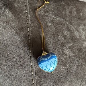 Valerie Parr Hill Porcelain Blue Heart-Shaped Holiday Ornament